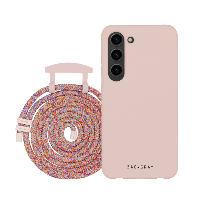 Samsung S25 ROSÉ PINK CASE + RAINBOW RED CORD