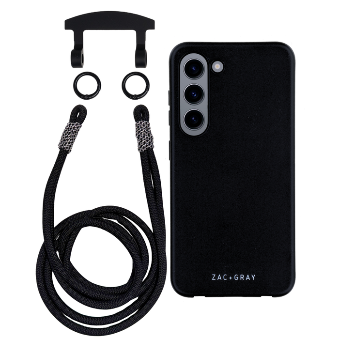 Samsung S23 Plus MIDNIGHT BLACK CASE + KNOTTED CORD