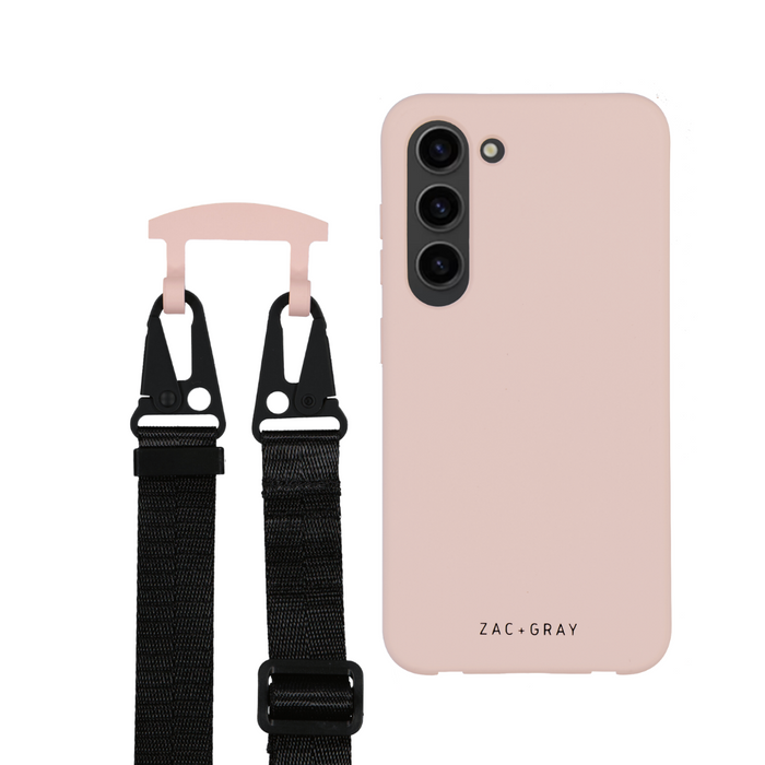 Samsung S24 Plus ROSÉ PINK CASE + MIDNIGHT BLACK STRAP