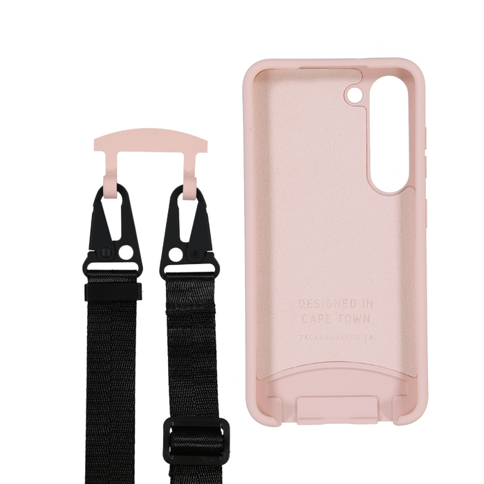 Samsung S25 ROSÉ PINK CASE + MIDNIGHT BLACK STRAP
