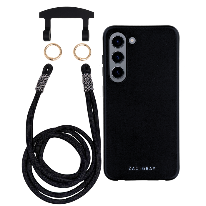 Samsung S23 Plus MIDNIGHT BLACK CASE + KNOTTED CORD