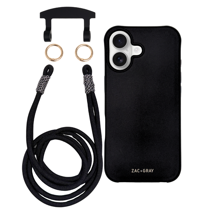 iPhone 17 MIDNIGHT BLACK CASE + KNOTTED CORD