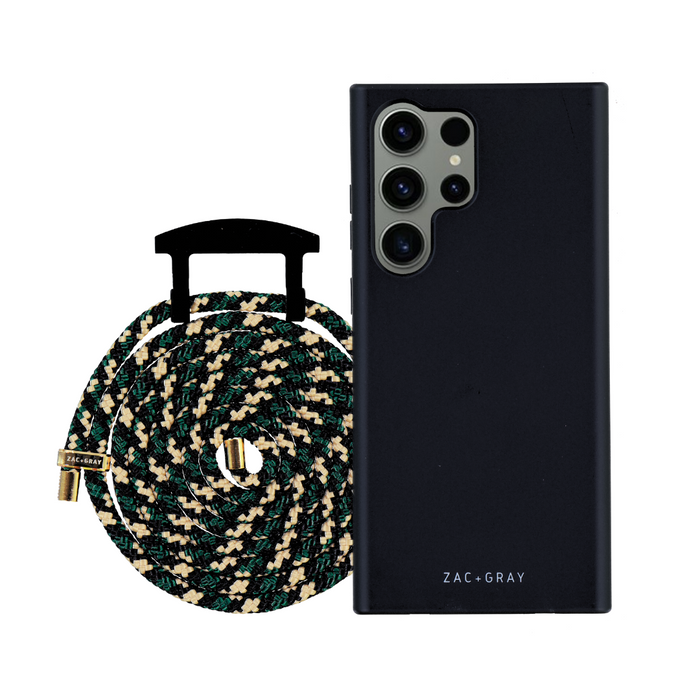 Samsung S25 Ultra MIDNIGHT BLACK CASE + FOREST CORD