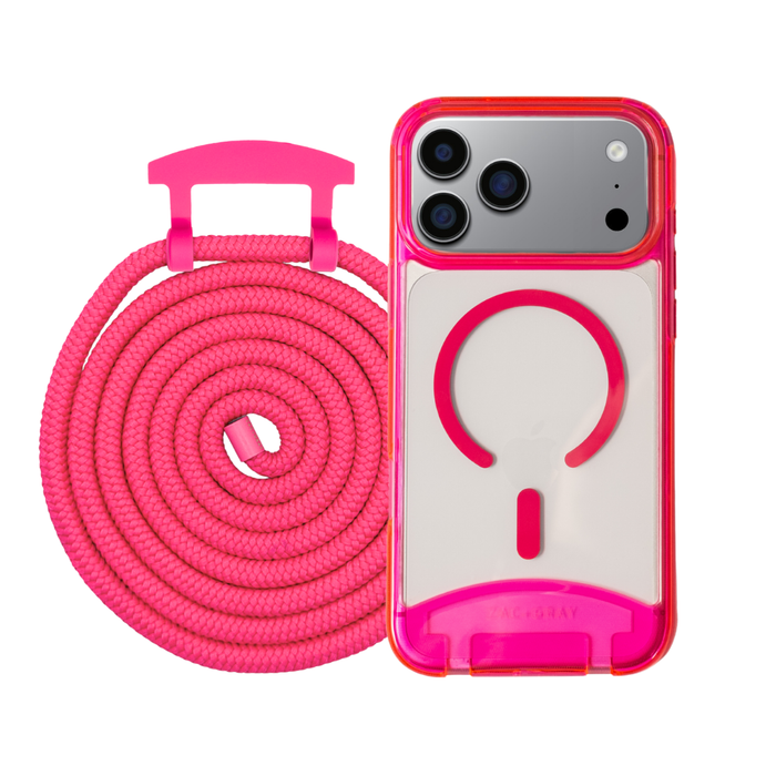 iPhone 17 Air HOT PINK TRANSPARENT CASE + CORD