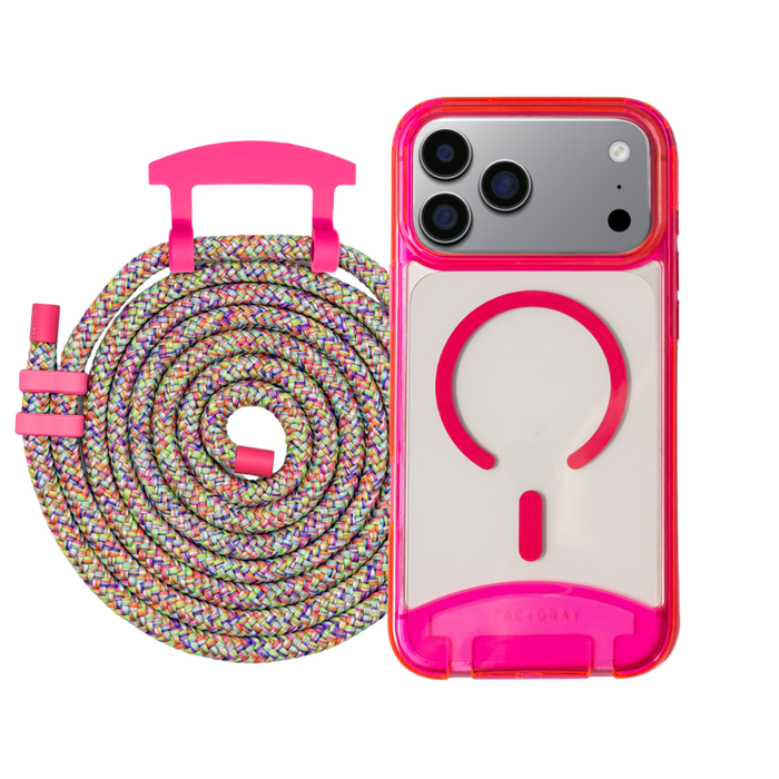 iPhone 17 HOT PINK TRANSPARENT CASE + CORD