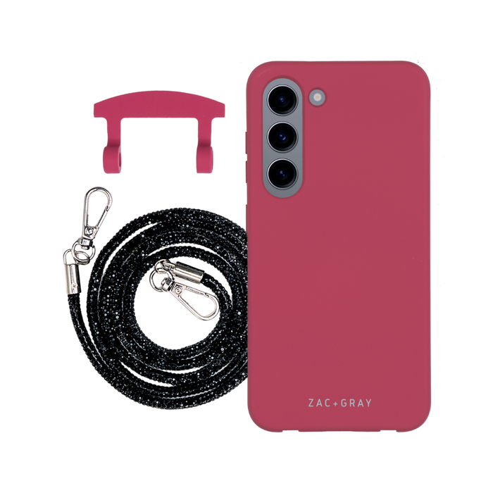 Samsung S23 Plus RASPBERRY RED CASE + CRYSTAL CORD