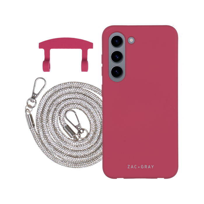 Samsung S23 RASPBERRY RED CASE + CRYSTAL CORD