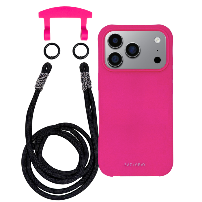 iPhone 17 Pro Max HOT PINK CASE + KNOTTED CORD