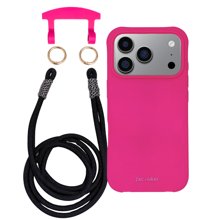 iPhone 17 Pro Max HOT PINK CASE + KNOTTED CORD