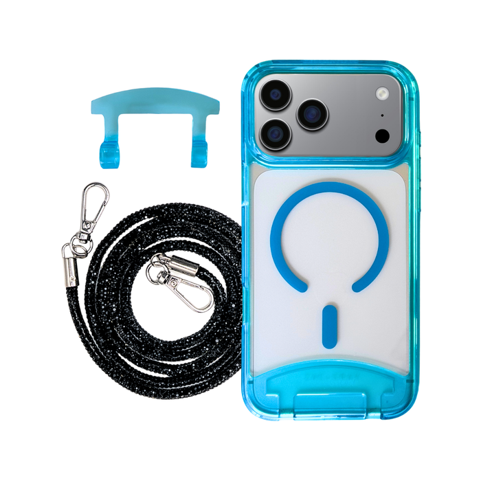 iPhone 17 Pro Max AQUAMARINE TRANSPARENT CASE + CRYSTAL CORD
