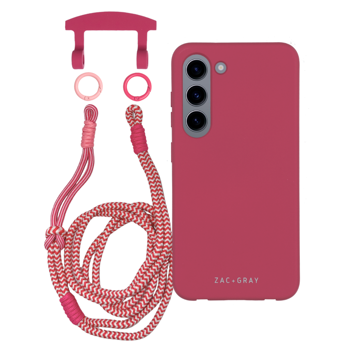Samsung S23 Plus RASPBERRY RED CASE + KNOTTED CORD