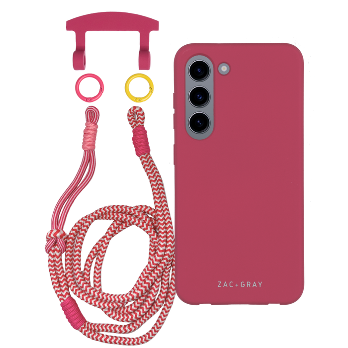 Samsung S23 Plus RASPBERRY RED CASE + KNOTTED CORD