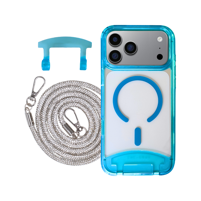 iPhone 17 AQUAMARINE TRANSPARENT CASE + CRYSTAL CORD