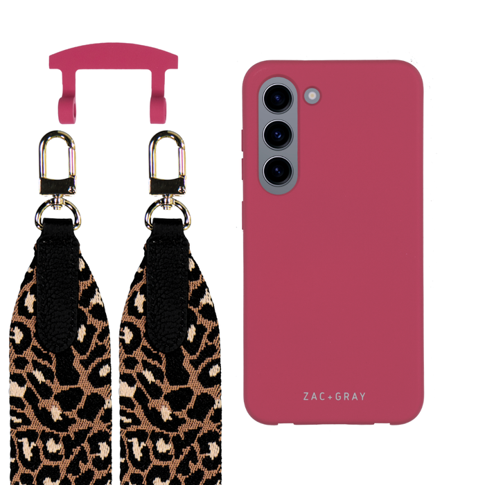 Samsung S23 Plus RASPBERRY RED CASE + PATTERNED STRAP