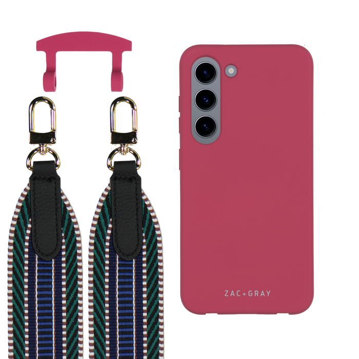Samsung S23 Plus RASPBERRY RED CASE + PATTERNED STRAP