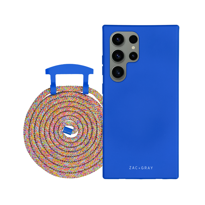 Samsung S25 Ultra COBALT BLUE CASE + RAINBOW CORD