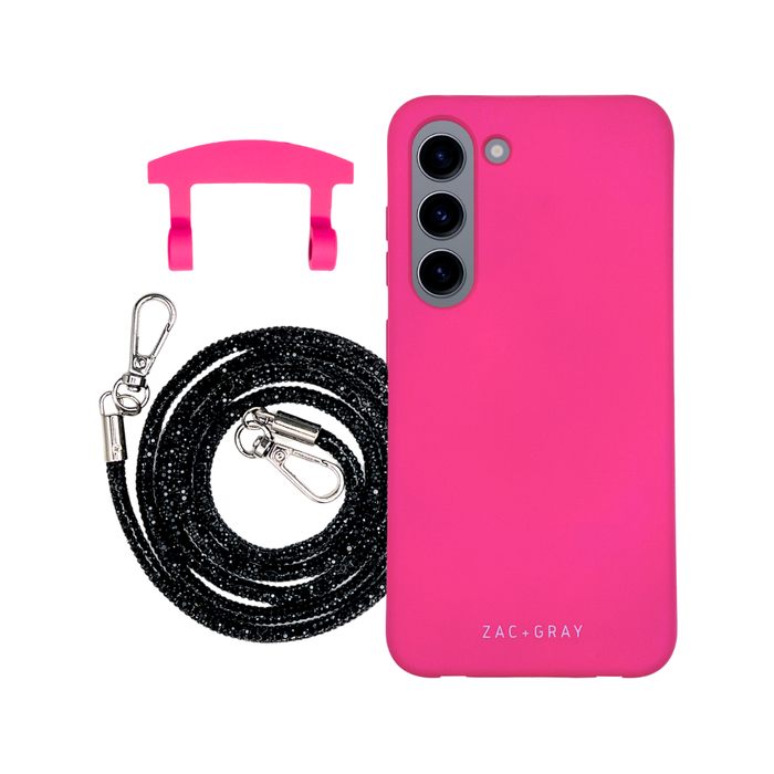 Samsung S23 Plus HOT PINK CASE + CRYSTAL CORD