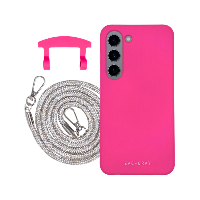 Samsung S23 Plus HOT PINK CASE + CRYSTAL CORD