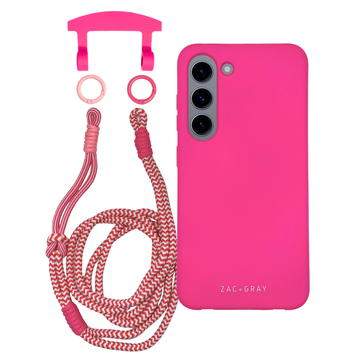 Samsung S23 Plus HOT PINK CASE + KNOTTED CORD