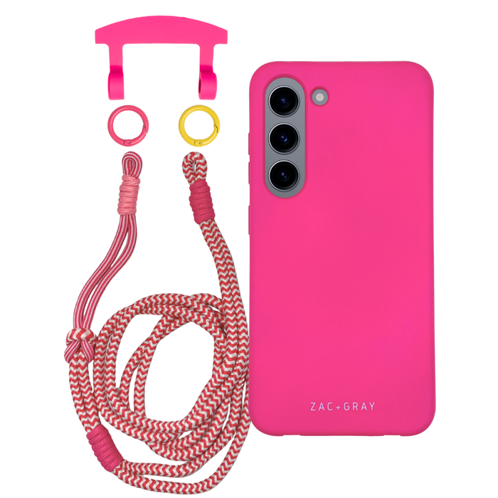Samsung S23 HOT PINK CASE + KNOTTED CORD