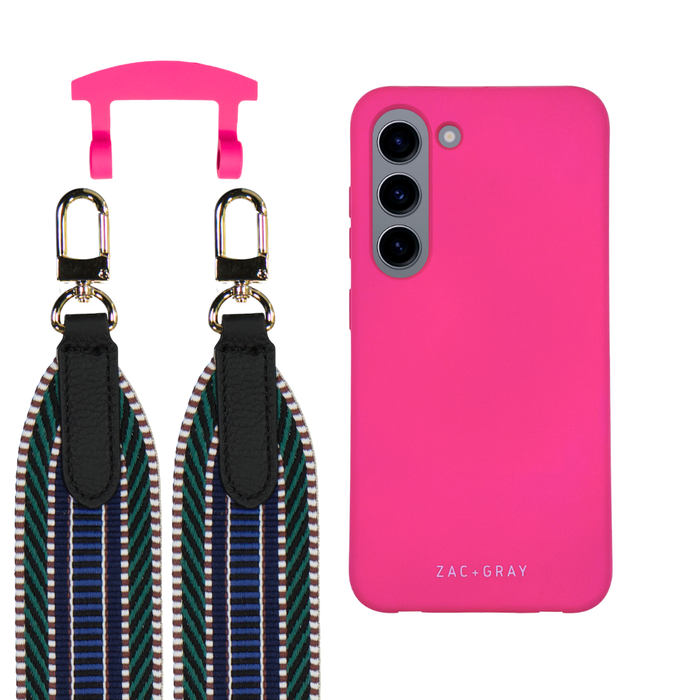 Samsung S23 Plus HOT PINK CASE + PATTERNED STRAP