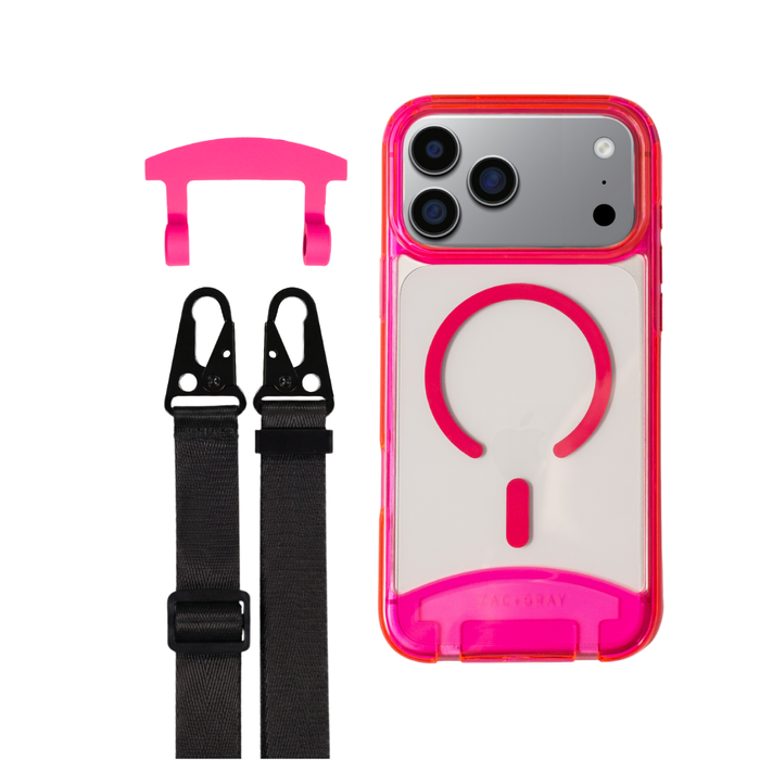 iPhone 17 Pro Max HOT PINK TRANSPARENT CASE + STRAP