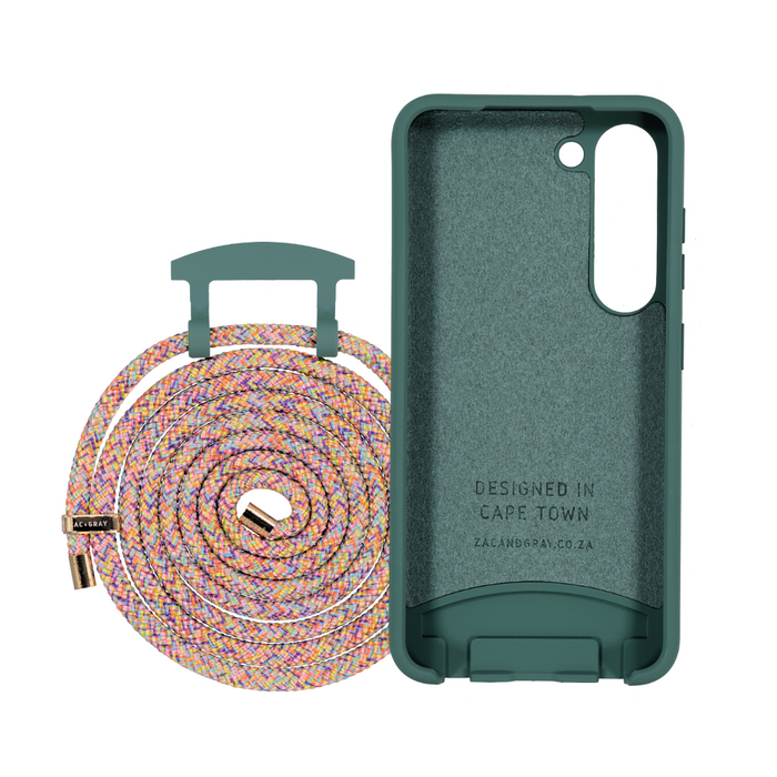 Samsung S25 TIDAL TEAL CASE + RAINBOW CORD