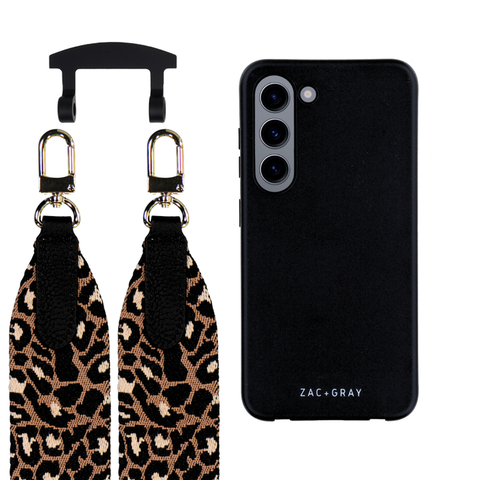 Samsung S23 Plus MIDNIGHT BLACK CASE + PATTERNED STRAP