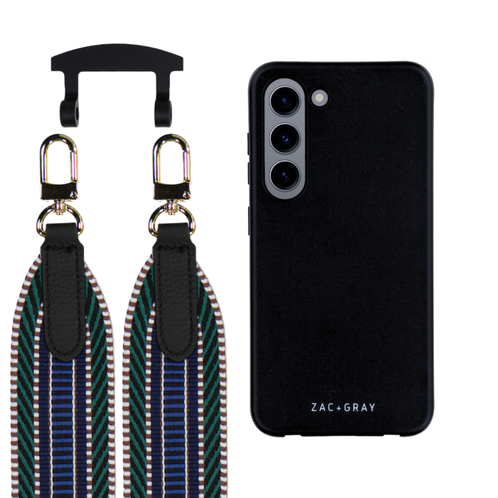 Samsung S23 Plus MIDNIGHT BLACK CASE + PATTERNED STRAP
