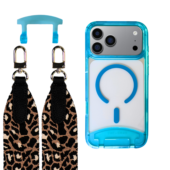 iPhone 17 Pro Max AQUAMARINE TRANSPARENT CASE + PATTERNED STRAP
