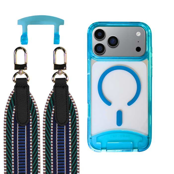 iPhone 17 Air AQUAMARINE TRANSPARENT CASE + PATTERNED STRAP