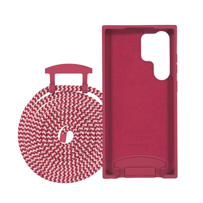 Samsung S25 Ultra RASPBERRY RED CASE + POMEGRANATE CORD