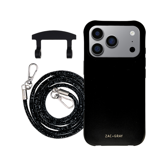 iPhone 17 Pro MIDNIGHT BLACK CASE + CRYSTAL CORD