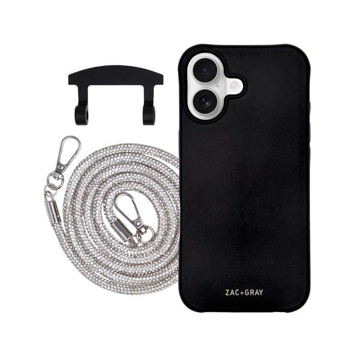iPhone 17 MIDNIGHT BLACK CASE + CRYSTAL CORD