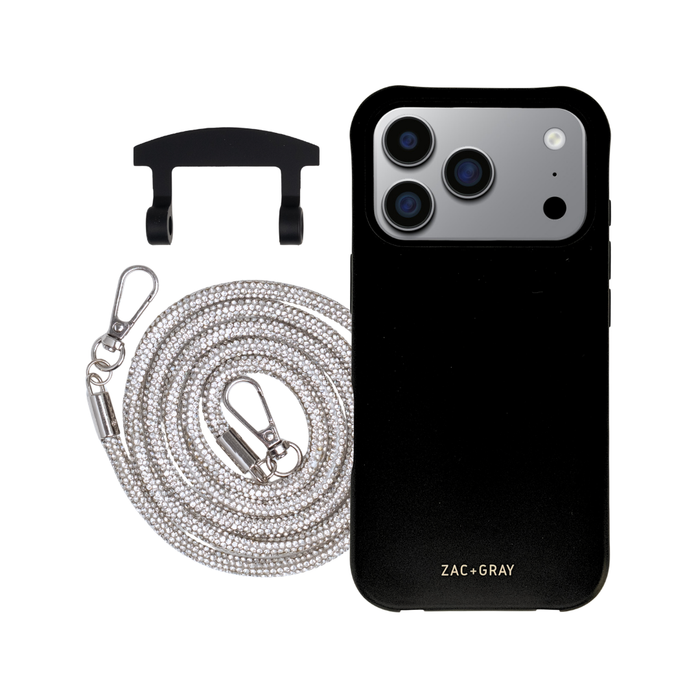 iPhone 17 Pro Max MIDNIGHT BLACK CASE + CRYSTAL CORD